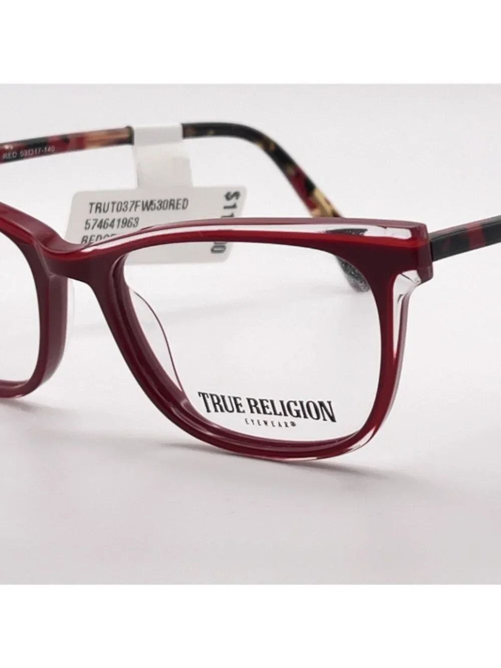 True Religion TRU T037 Eyeglass Frames Full Square Red Black Marble 53-17-140